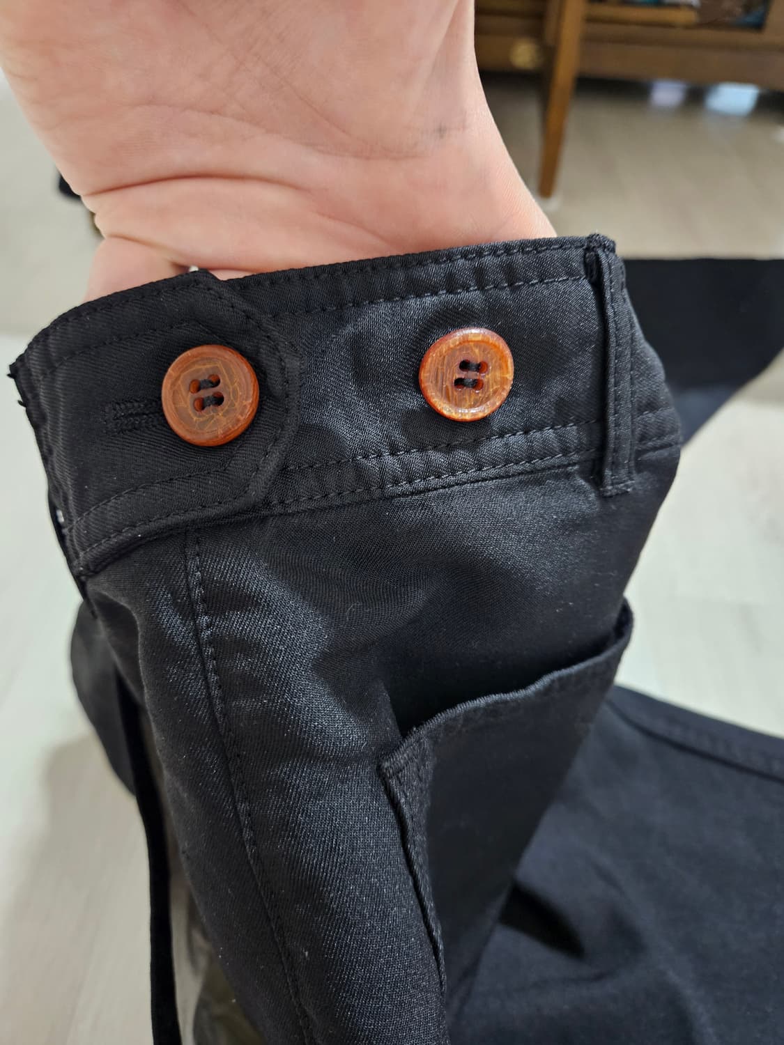 꼼데가르송 옴므 듀스 배기 폴리 팬츠 S 블랙 상품이미지5