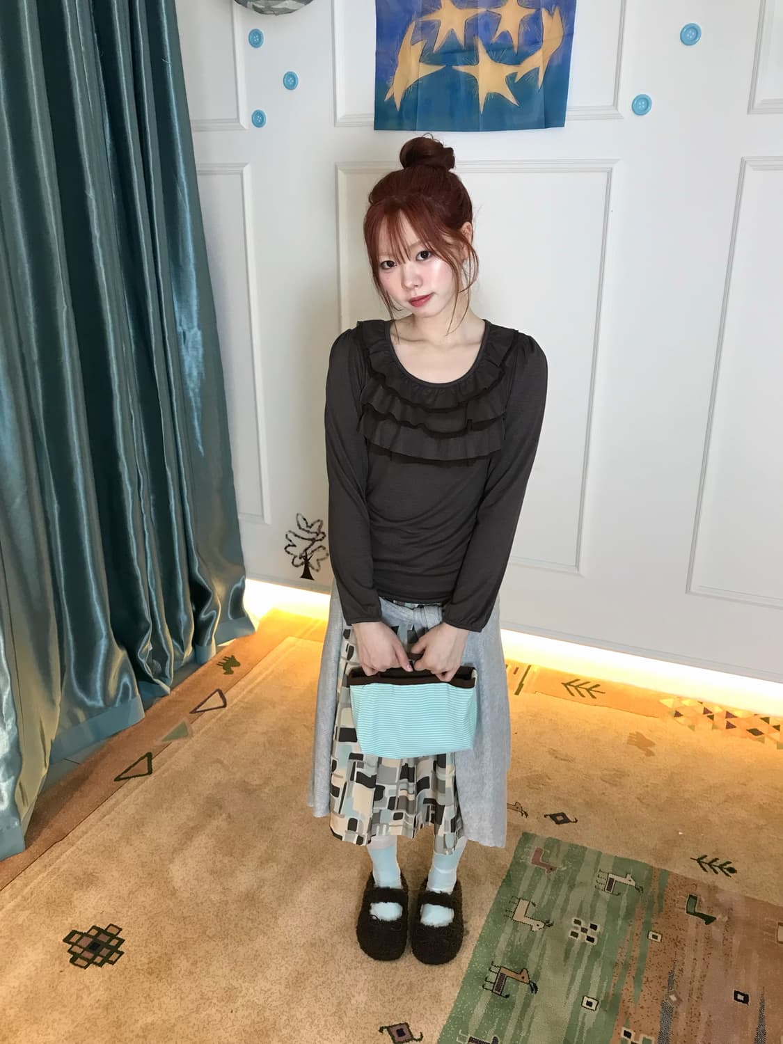 귀여운 프릴 디테일 티와 조화로운 포인트 스커트•• 🥥👝 상품이미지4