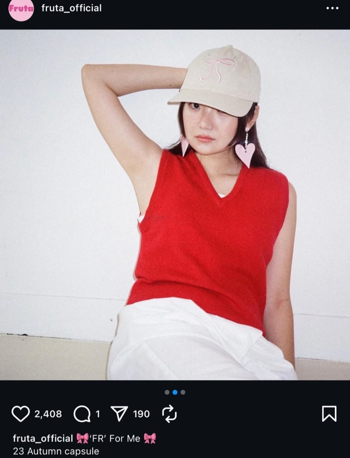 Fruta 프루타 23FW 리본 볼캡 모자 새상품 상품이미지3