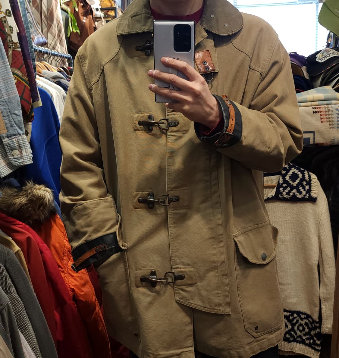 90s 폴로 랄프로렌 파이어맨 자켓 코트 캔버스 레더 오버핏 100 상품이미지10