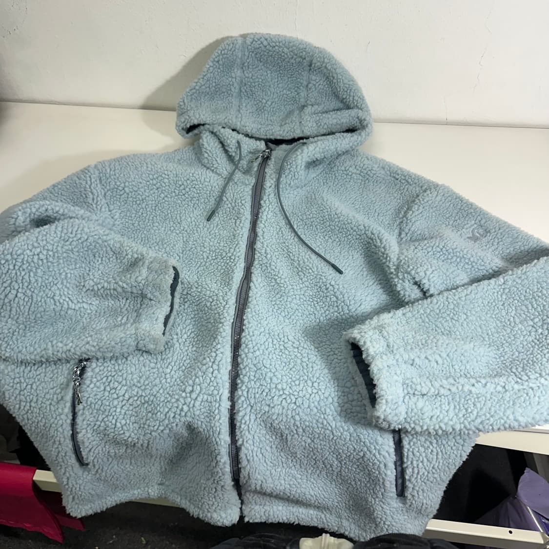 XL 밀레 스카이블루 오버핏 후드 플리스자켓 상품이미지2