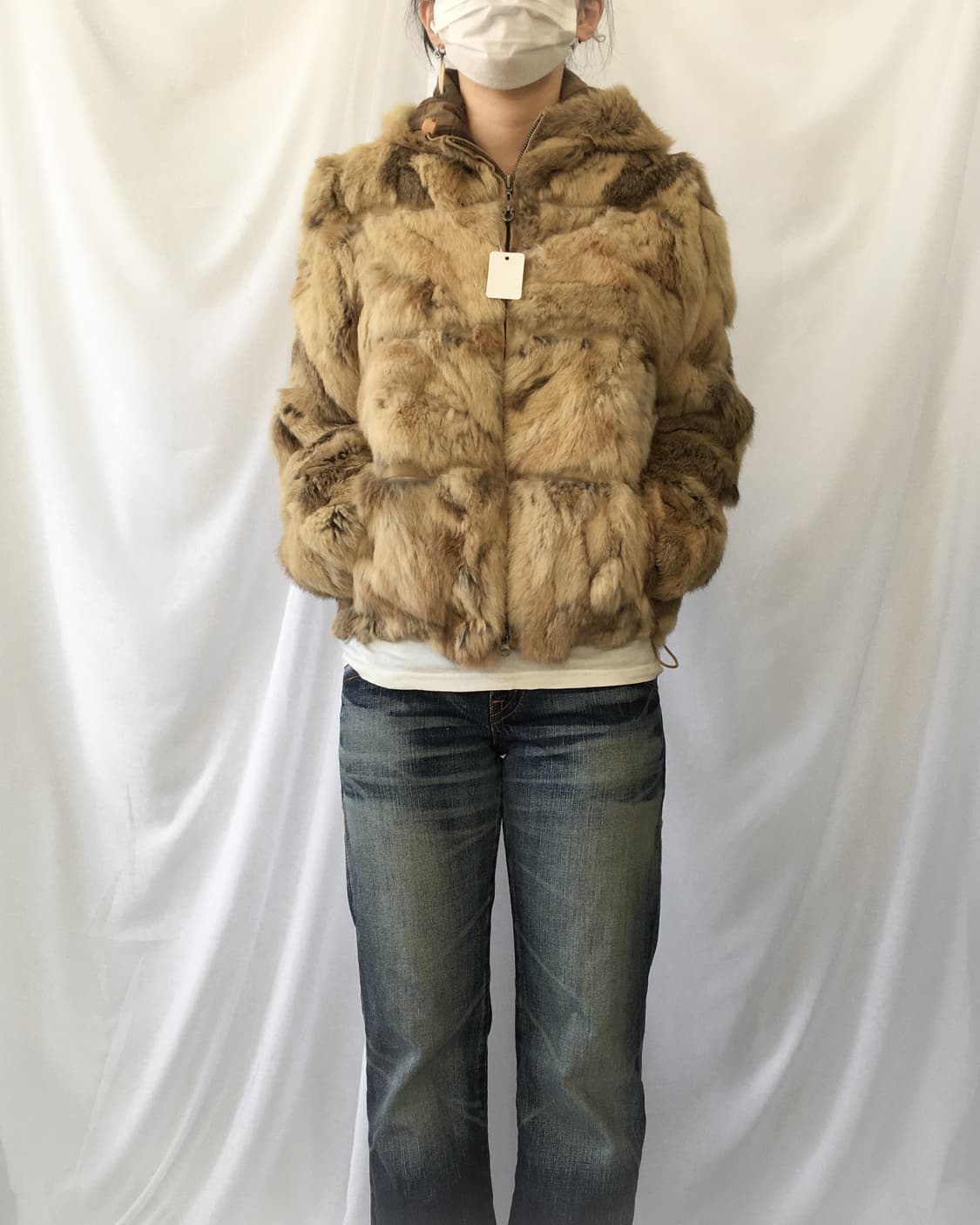 Rabbit fur hood zip up jacket 상품이미지8