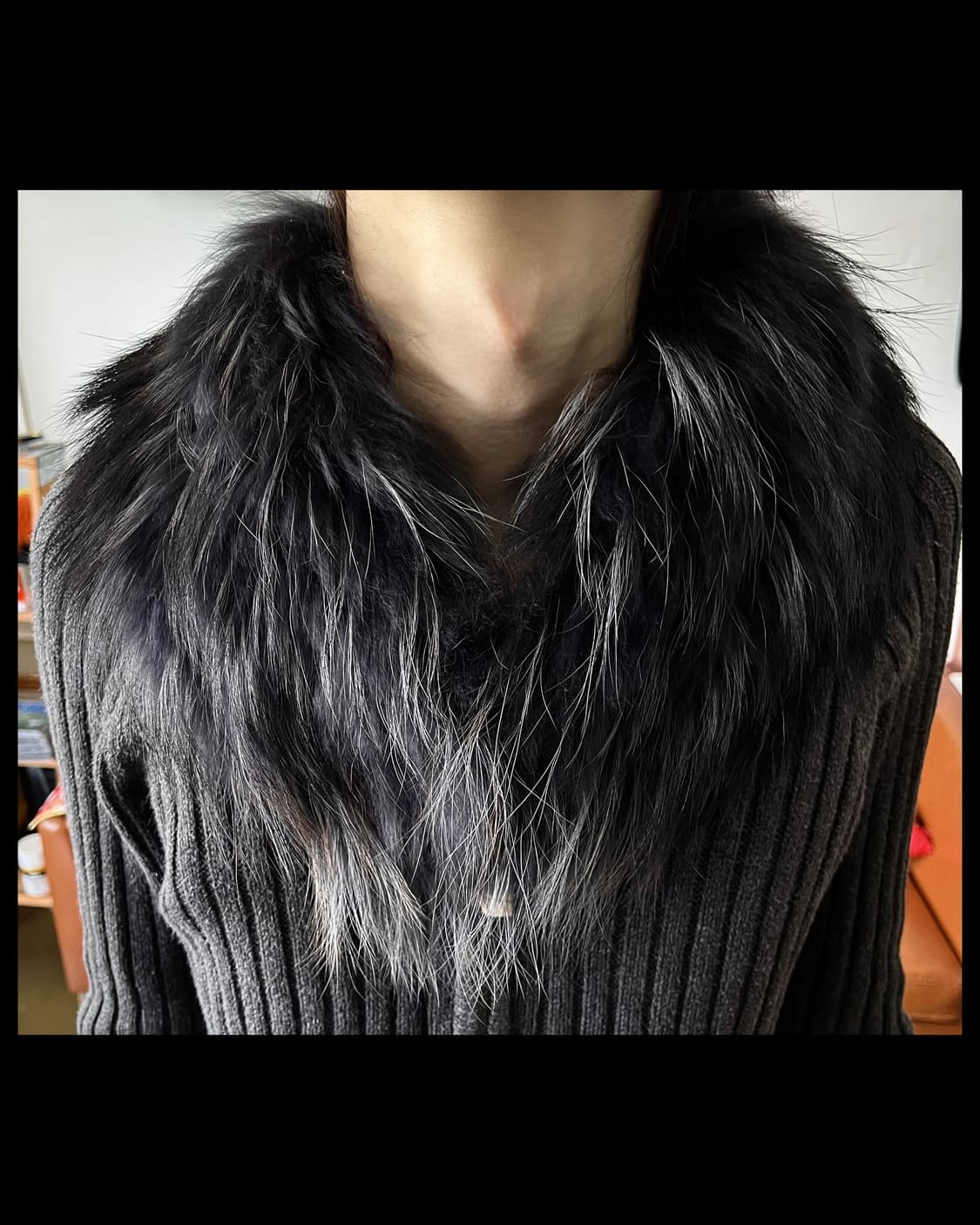 City Giee Real Raccoon Black Fur Muffler 상품이미지2