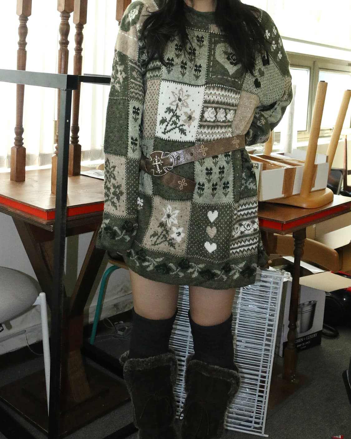 90s USA 빈티지 패치워크 스웨터 상품이미지4