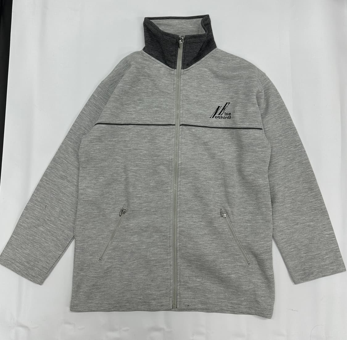 Jpn Y2k 그레이 오버핏 자수로고 집업 스포티 스트릿 반집업 긴팔티 상품이미지3