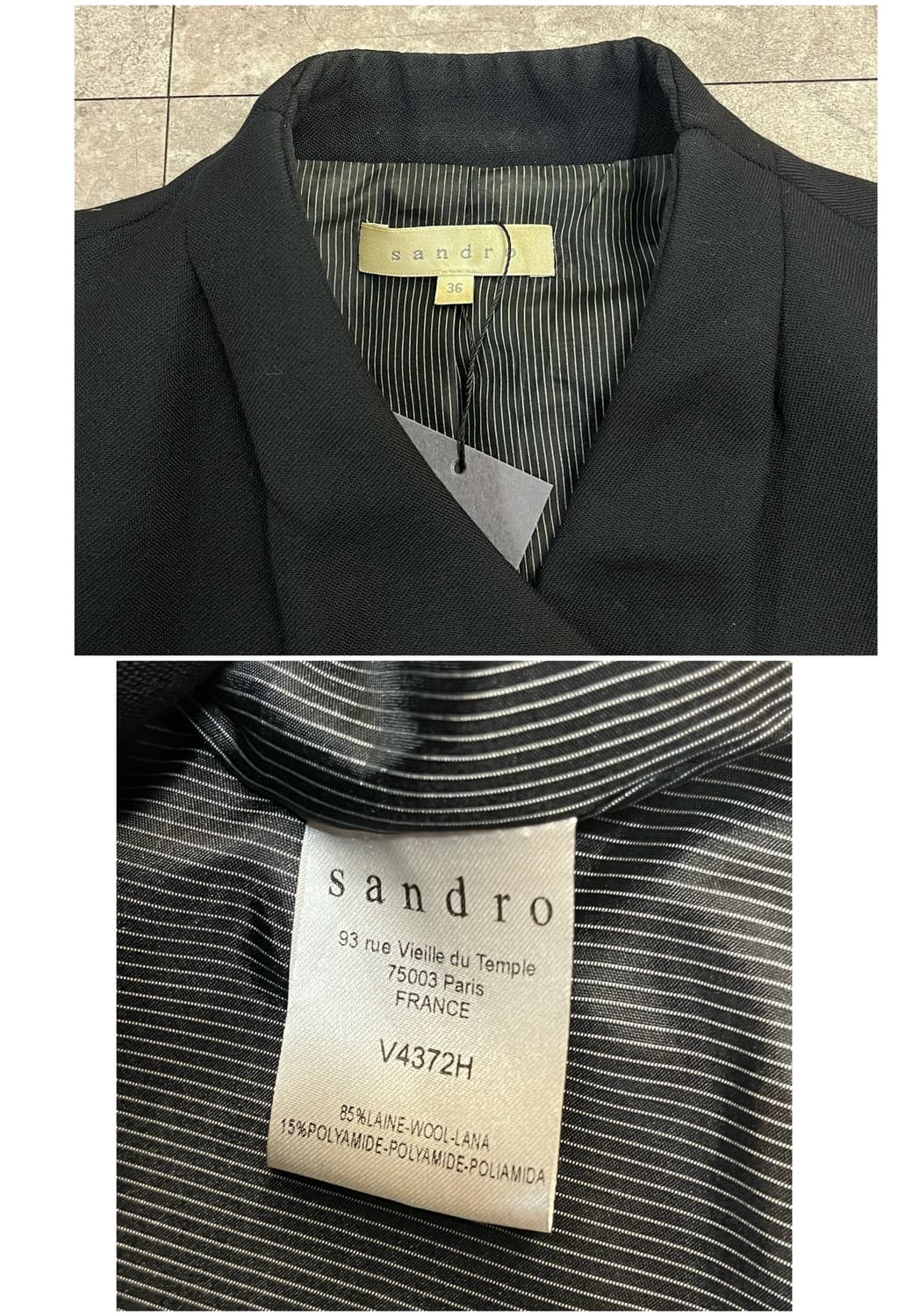 산드로 버튼 자켓 블랙 36 #csz3687 상품이미지3