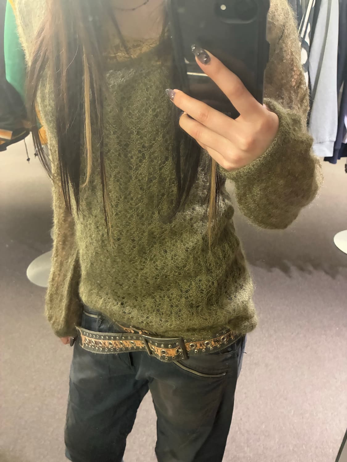 38)Japanese vintage 여성 보헤미안 시스루 니트 상품이미지4