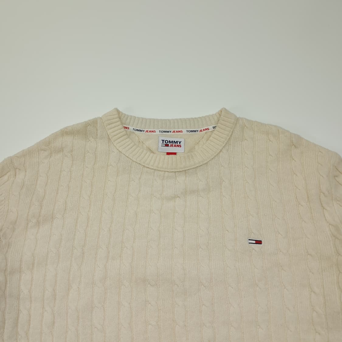 CL127 2XL 타미 진스 크림화이트 울 혼방 케이블 니트 상품이미지2