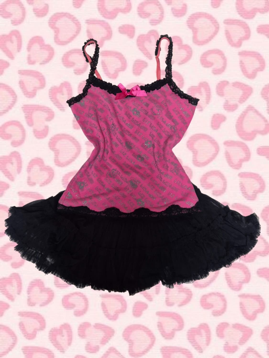 리즈리사돌 핫핑크 리본 슬리브리스 상품이미지1