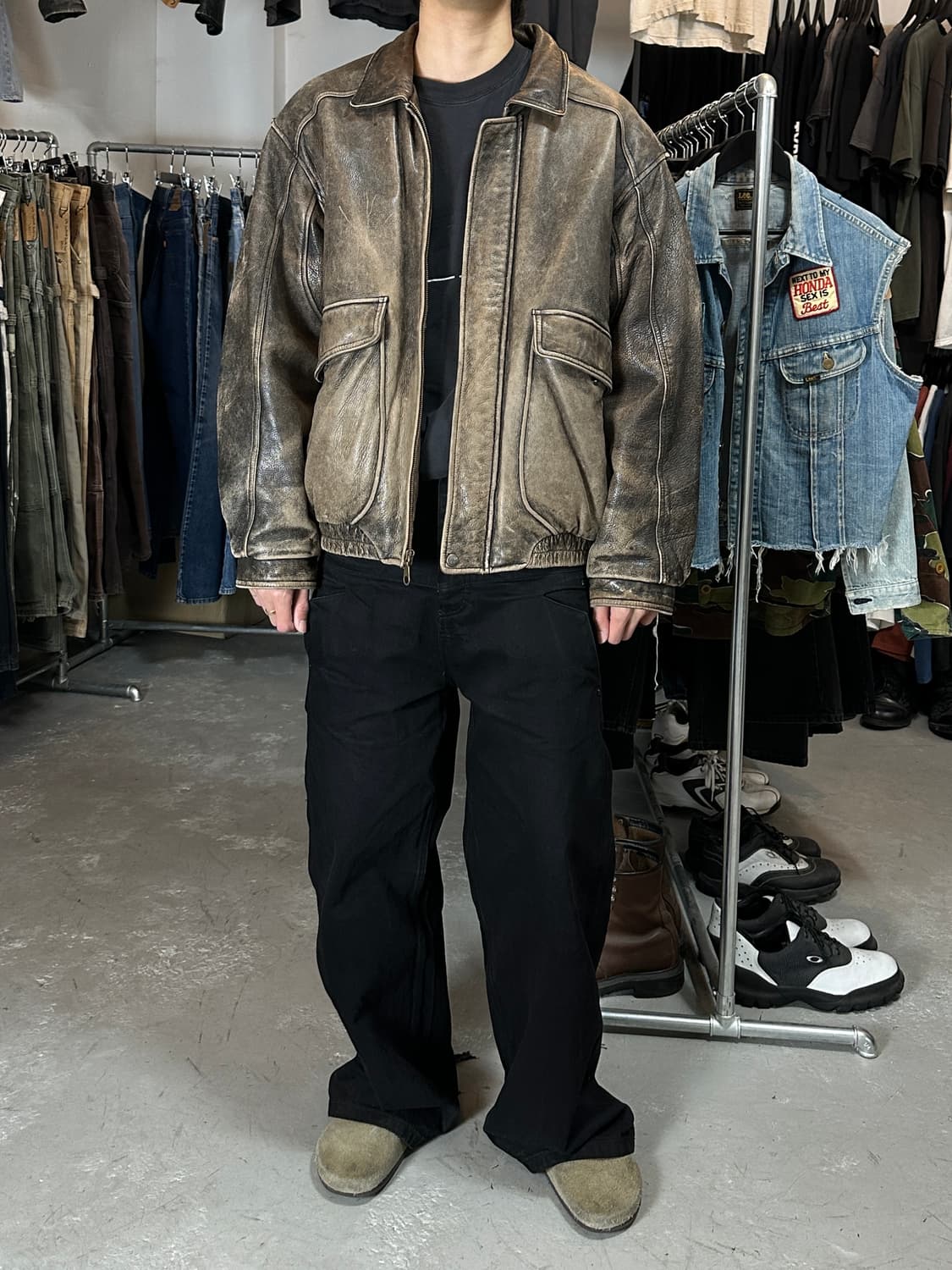 90's 빈티지 레더 봄버 자켓 빈티지 레더 자켓 상품이미지10