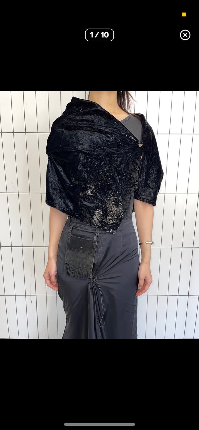 리츠코 시라하마 벨벳 비대칭 버튼 가디건 탑 상품이미지8