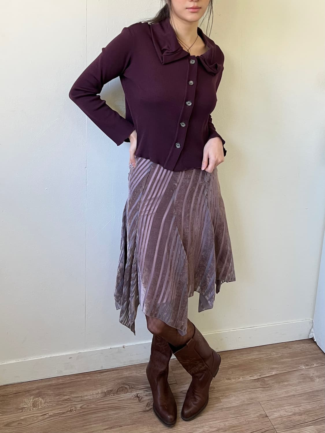 Japan vtg 벨벳 시스루 스커트 상품이미지6