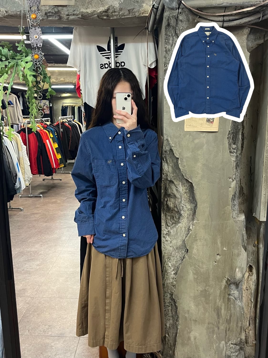 아베크롬비 깅엄 체크 셔츠 블루 M #csz1846 상품이미지1