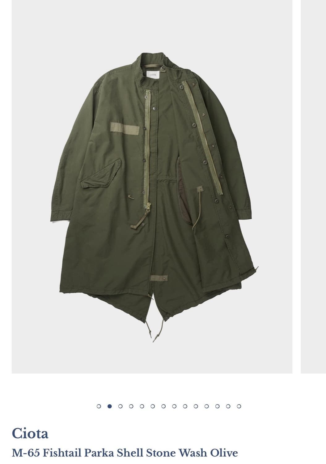 [5]시오타 25FW M-65 피쉬테일 파카 스톤워시 올리브 상품이미지1