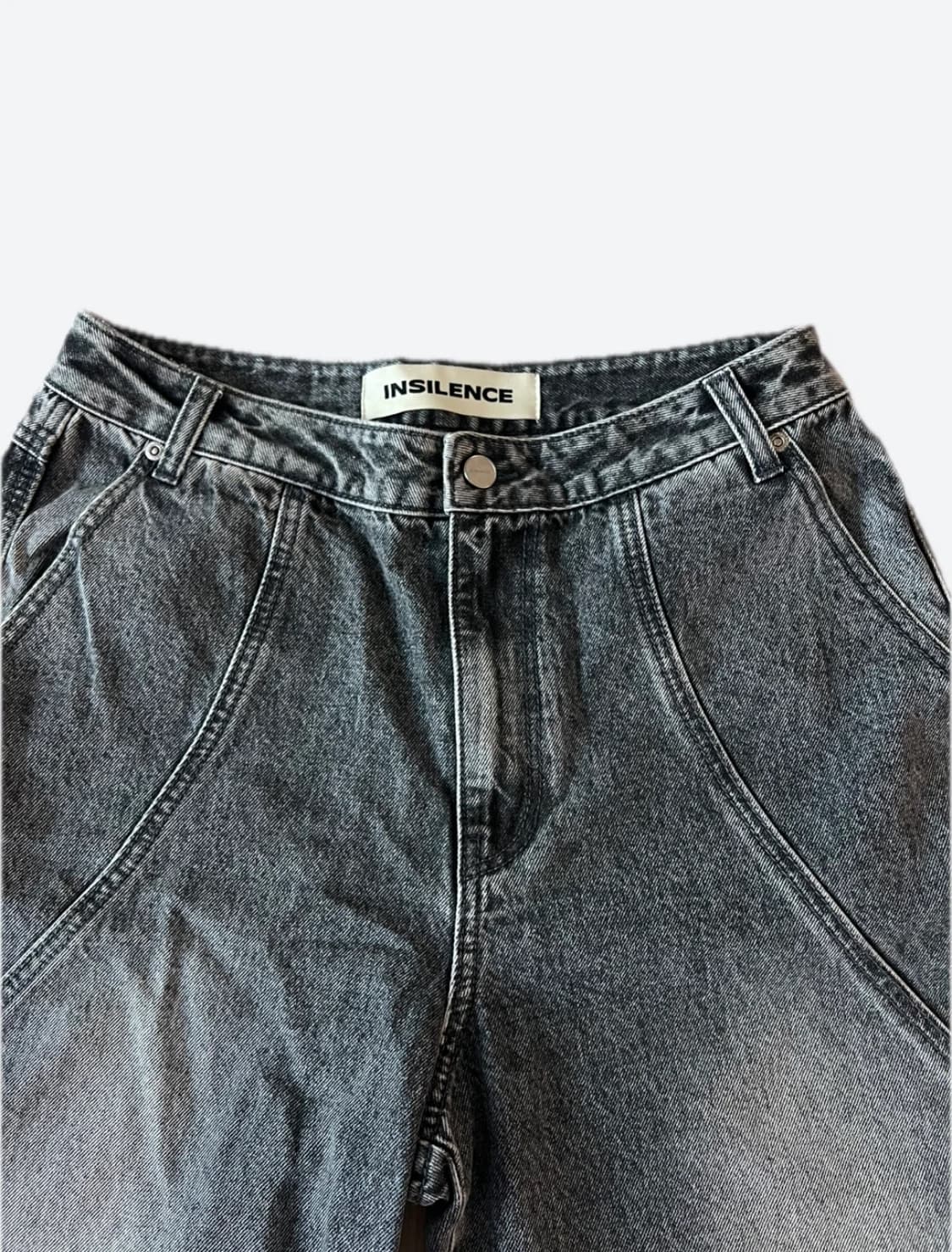 인사일런스 우먼 커브드 지퍼 데님팬츠 블랙컬러  상품이미지3