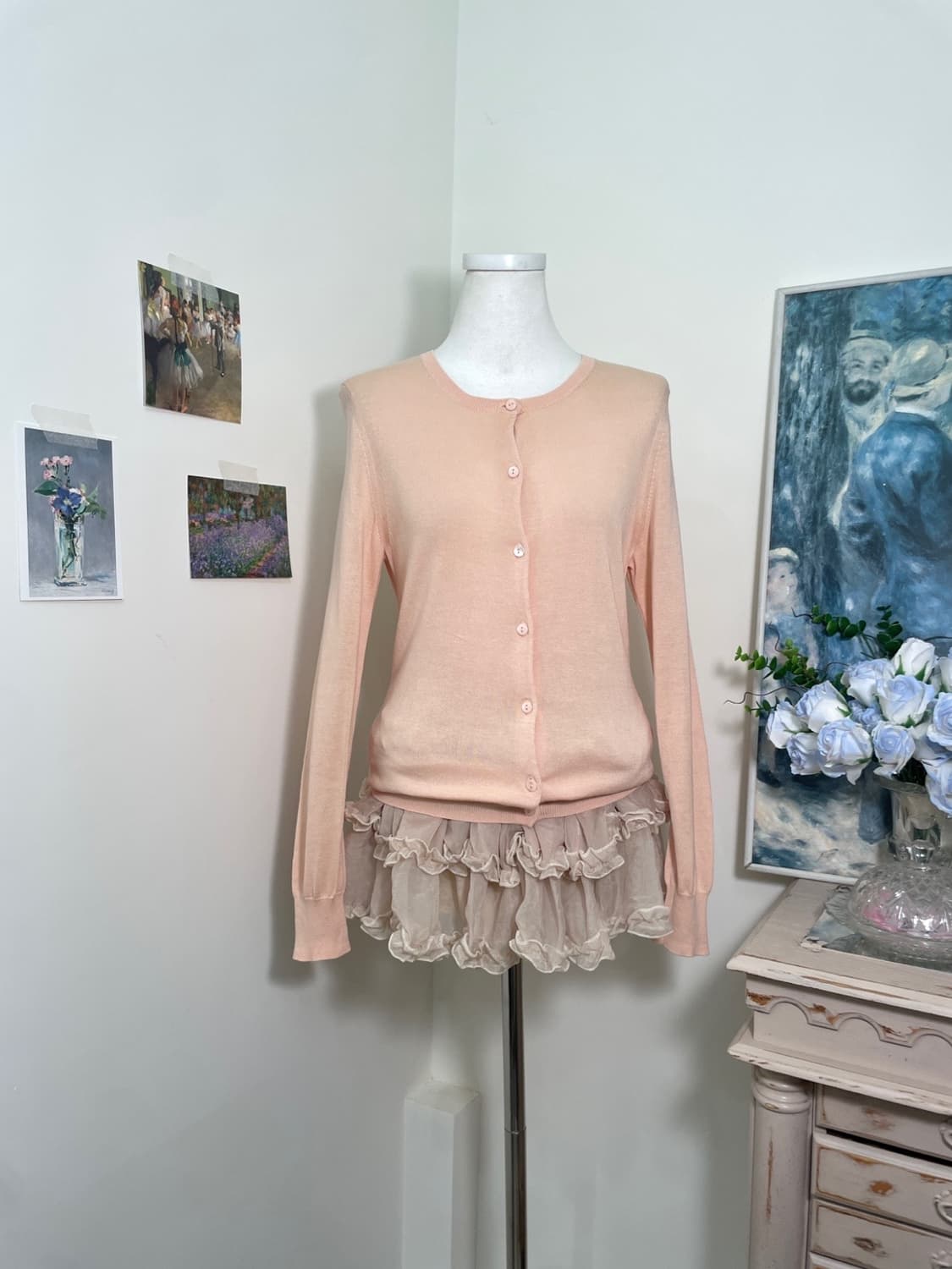 peach coral basic fit cardigan 상품이미지1