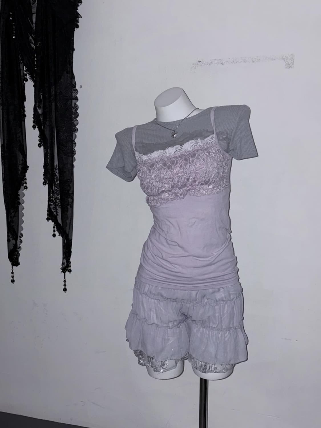 퍼플&그레이 몽환적인 페어리 코디세트 (프릴 레이스 뮤트 공겜여주) 상품이미지5