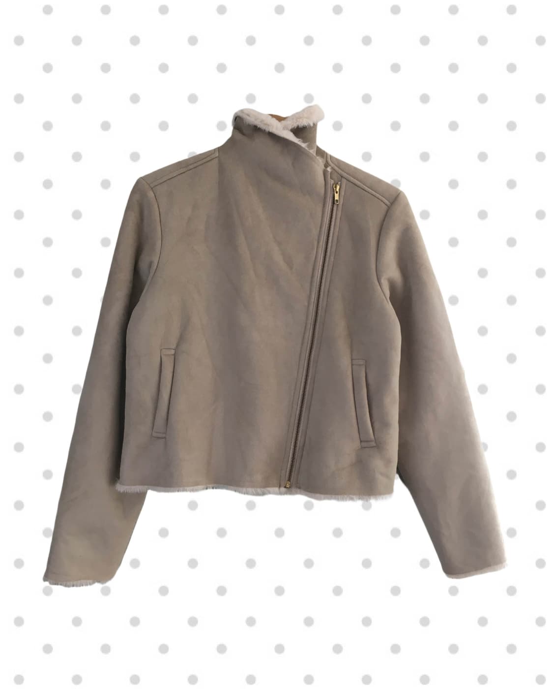 vintage fur trimmed rider jacket beige 상품이미지6