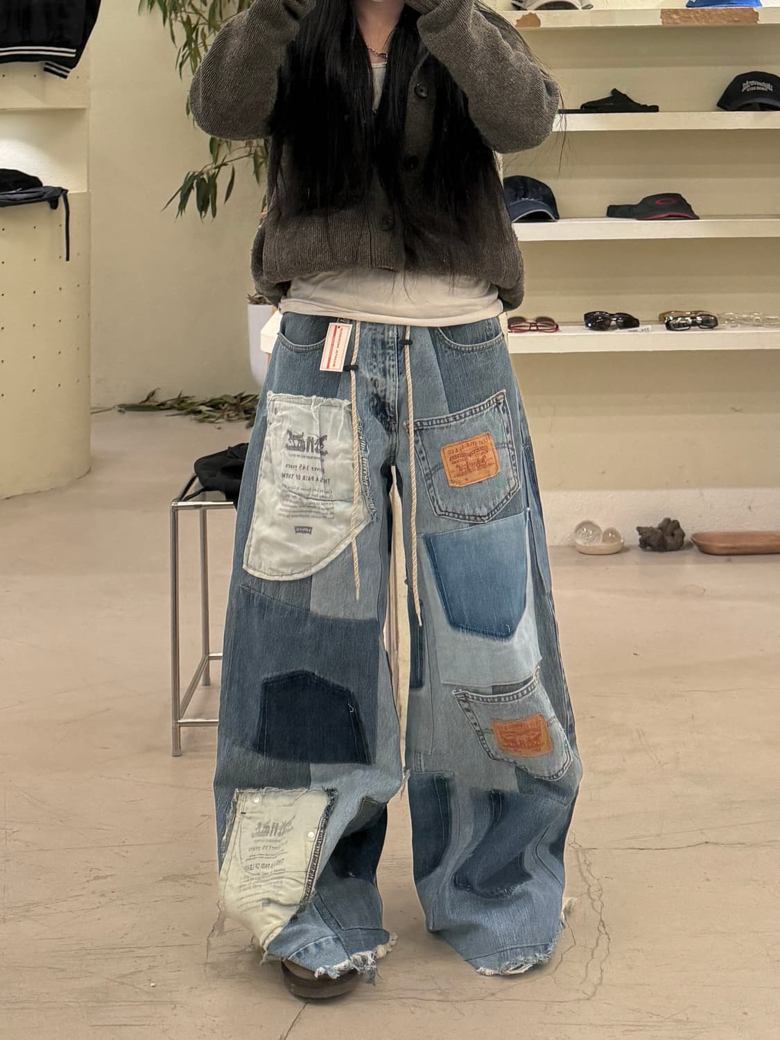 리바이스 패치워크 와이드 커팅 데님 팬츠 U668 상품이미지1