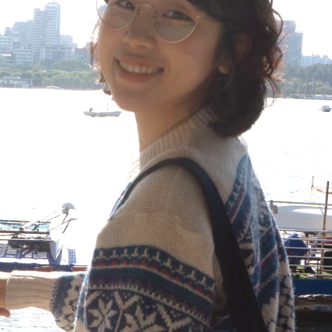 노르딕 블루 패턴 니트 가디건 상품이미지3