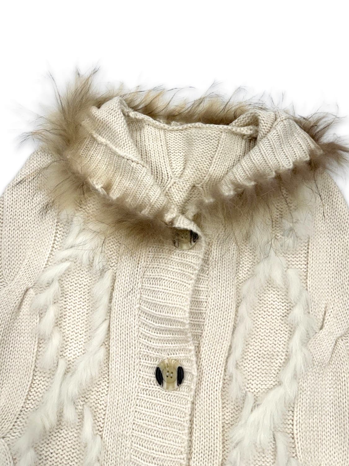 빈티지 모리 퍼 후드 니트 케이프 상품이미지3