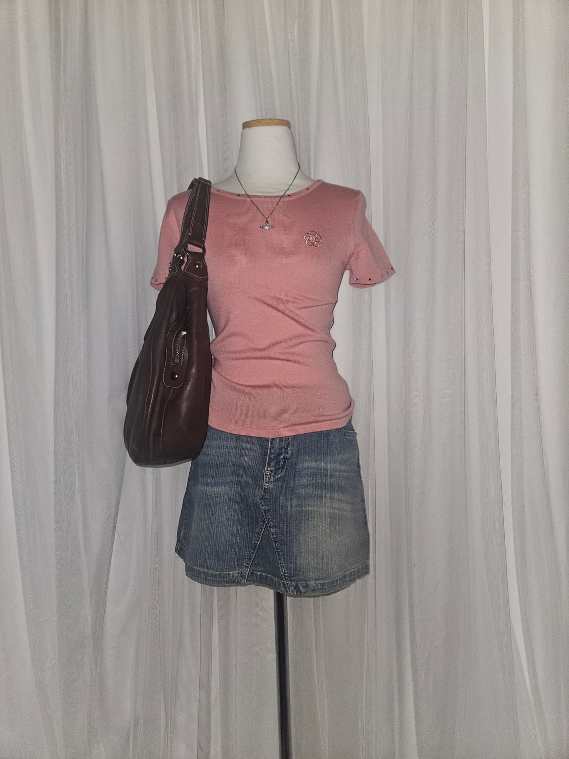 CLATHAS y2k 젬스톤 로즈🌹 핑크 니트 상품이미지2