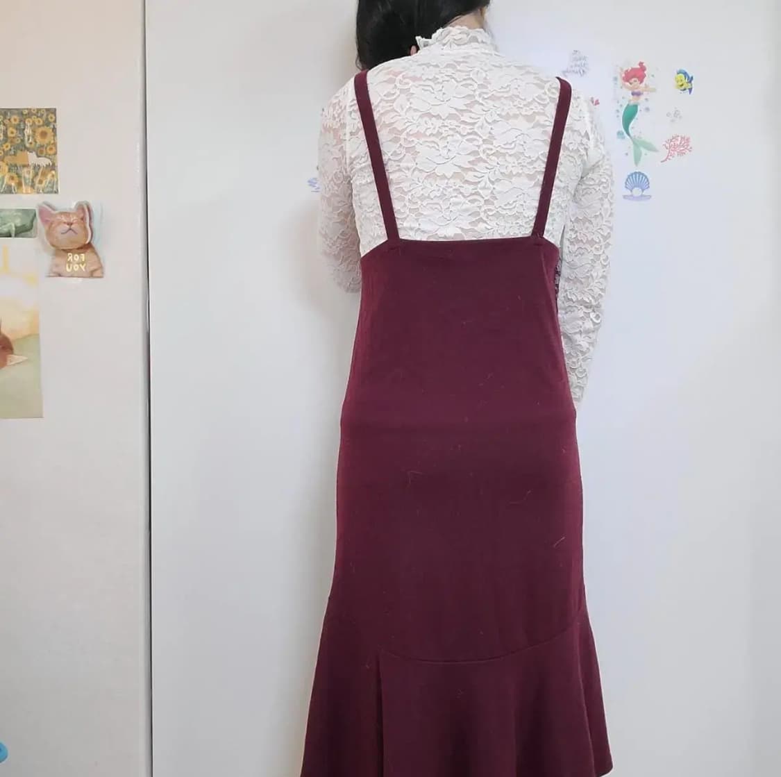 레드 뷔스티에 언발란스 원피스 상품이미지3