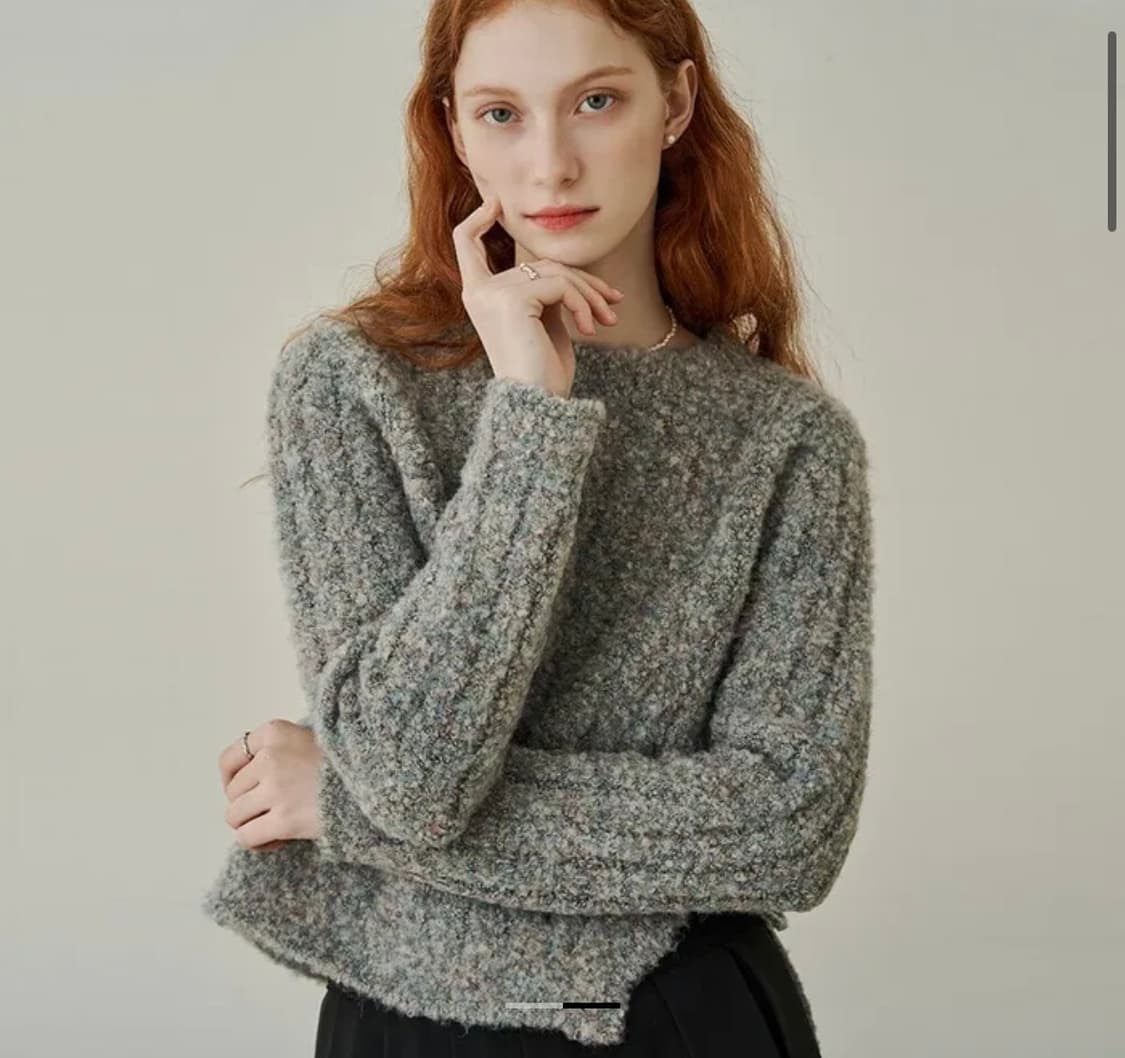 어다울 till diagonal side ribbon knit mint 상품이미지2