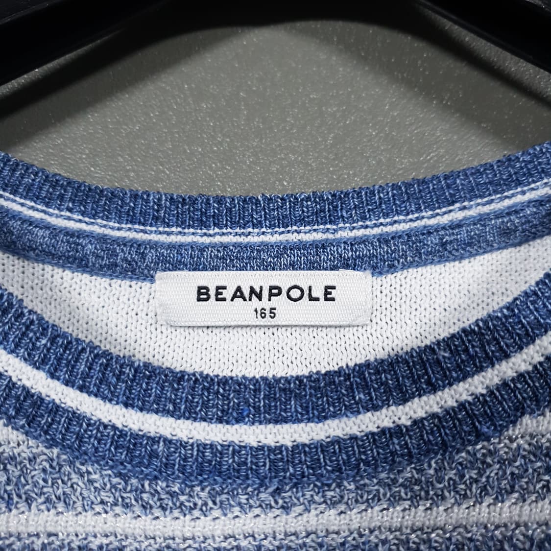 여성 55 빈폴 린넨 마 블렌드 스트라이프 부클 트위드 니트 반팔 티셔츠 상품이미지5