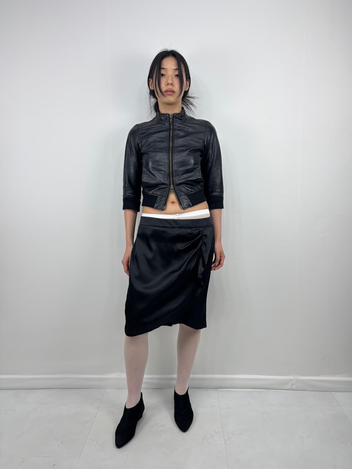 3/4 SLEEVE FAUX LEATHER JACKET 상품이미지2