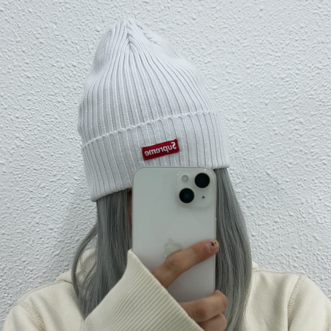 슈프림 박스로고 화이트 비니 상품이미지1