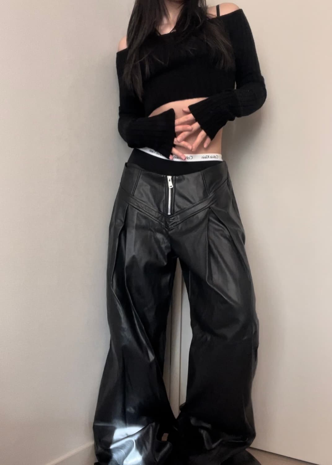 black crop knit sleeve 상품이미지3