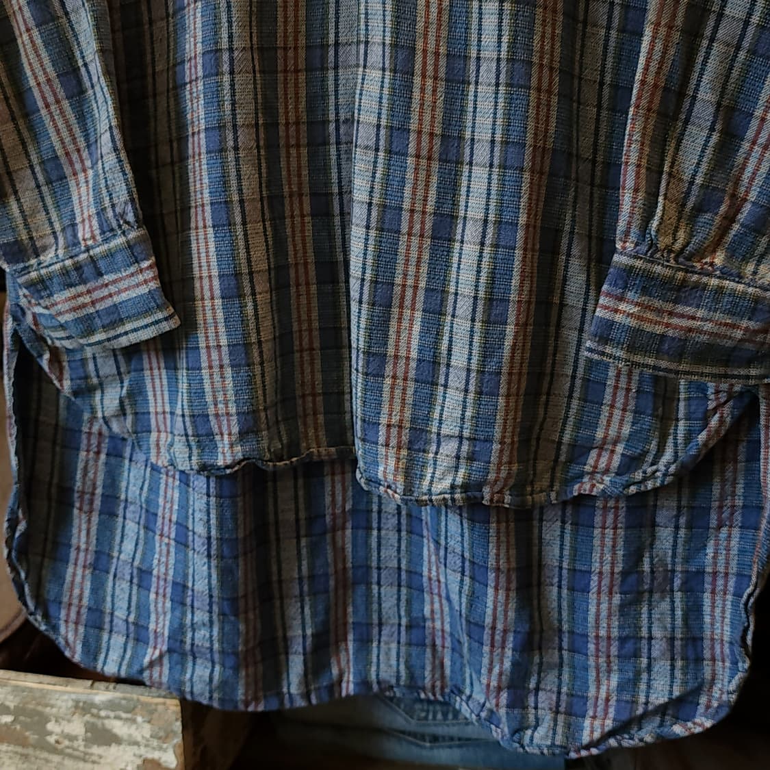 60s 프랑스 워크셔츠 가드너 빈티지 셔츠 블루 롱 튜닉 셔츠 m 상품이미지8