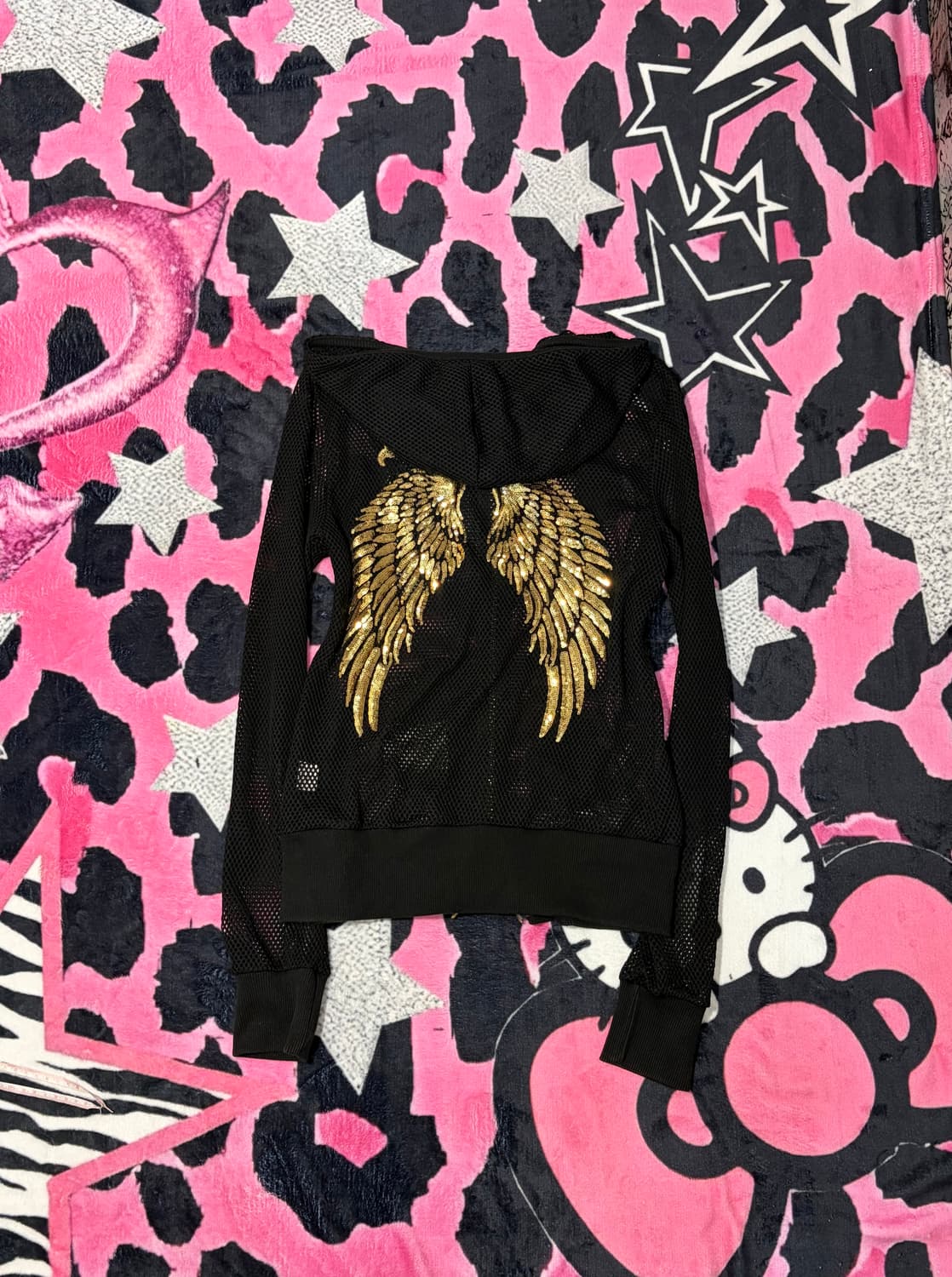 Y2K gold spangles wing punching zip-up 상품이미지2