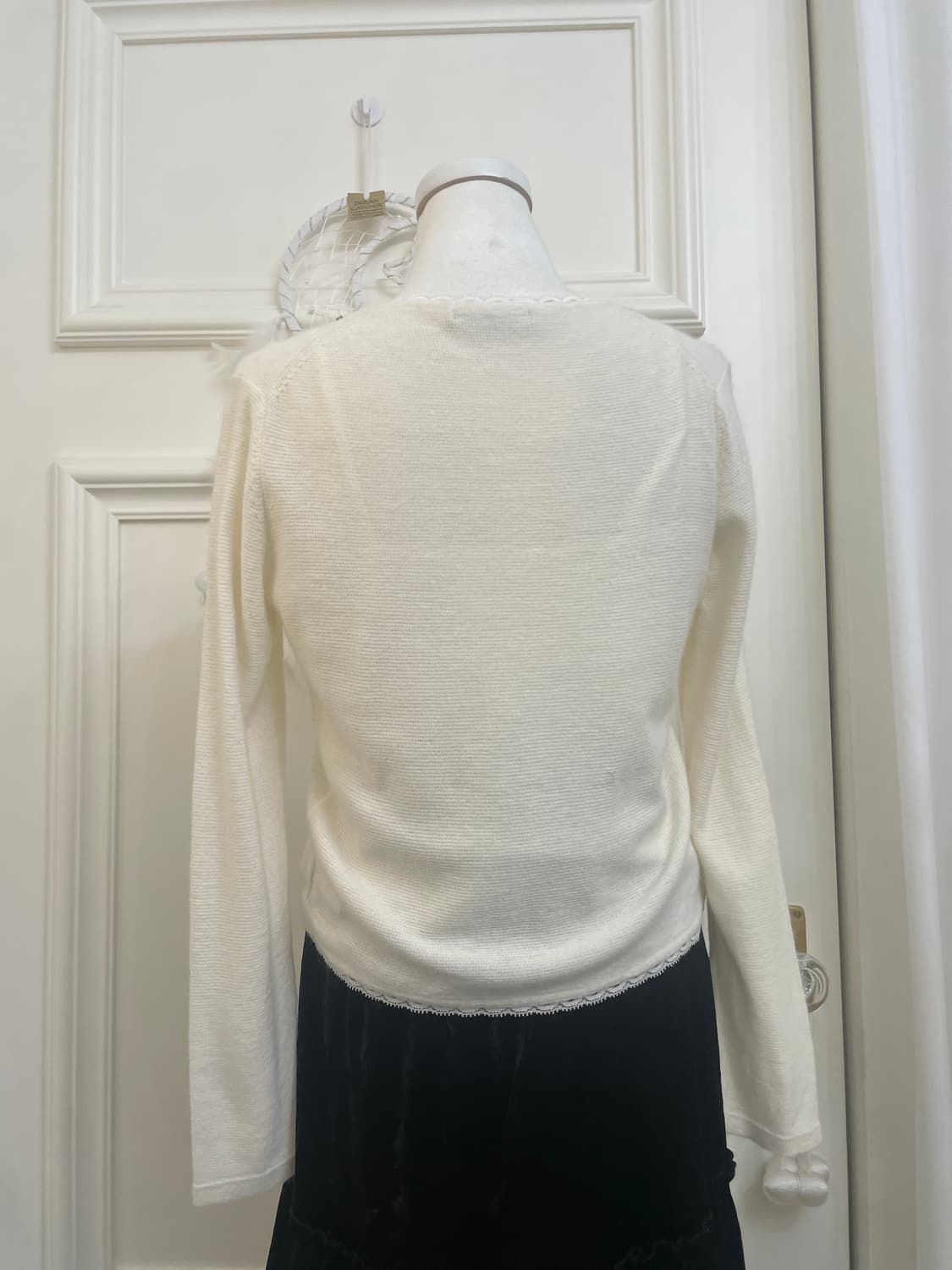 cream white beads point one button cardi 상품이미지5