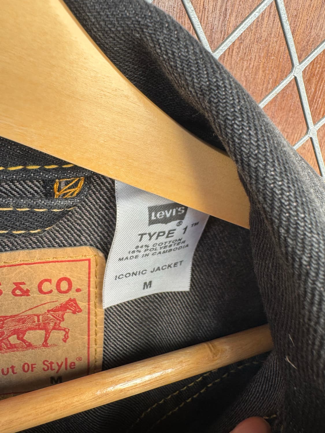 LEVI'S 빈티지 리바이스 타입원 아이코닉 스티치 흑청 데님자켓 M 상품이미지6
