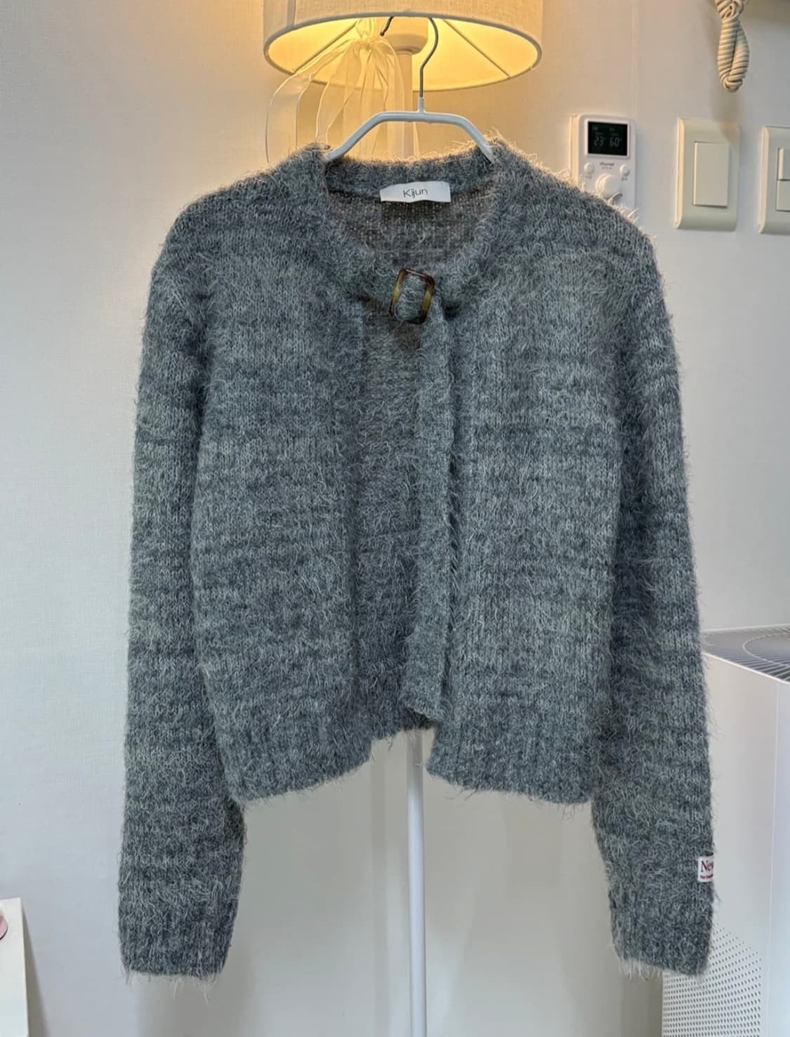 기준 벨티드 벨트 가디건 그레이 S 상품이미지1