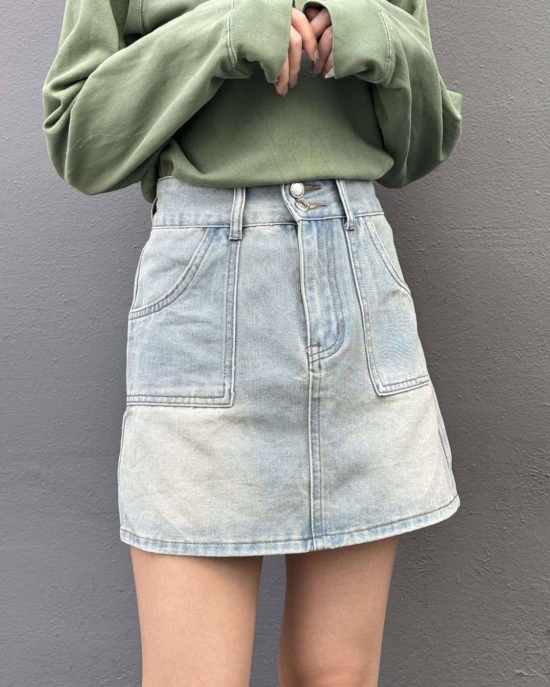 romwe  연청 데님 미니 스커트 상품이미지1
