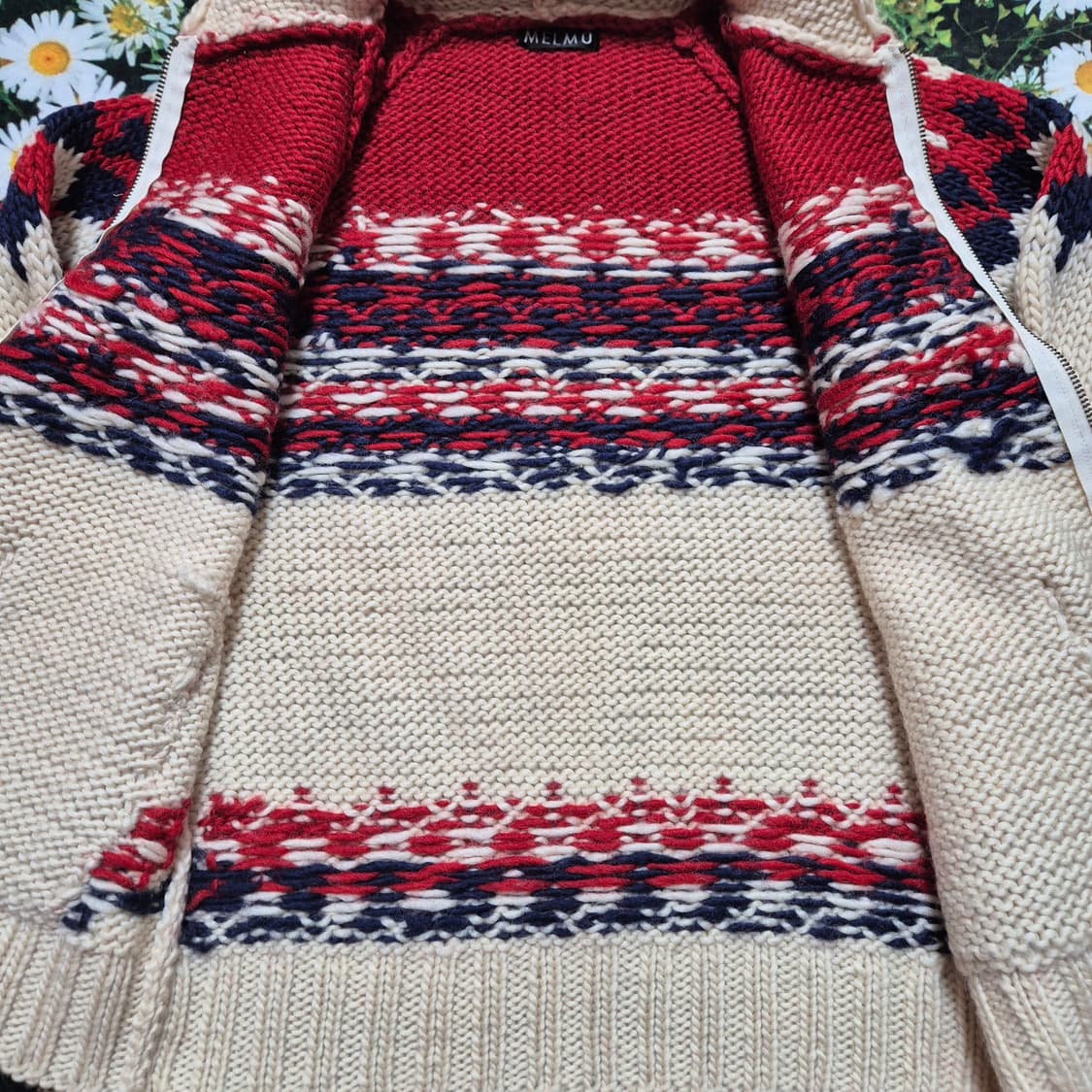 MELMO 페어아일 후드 니트 자켓 여성M 상품이미지4