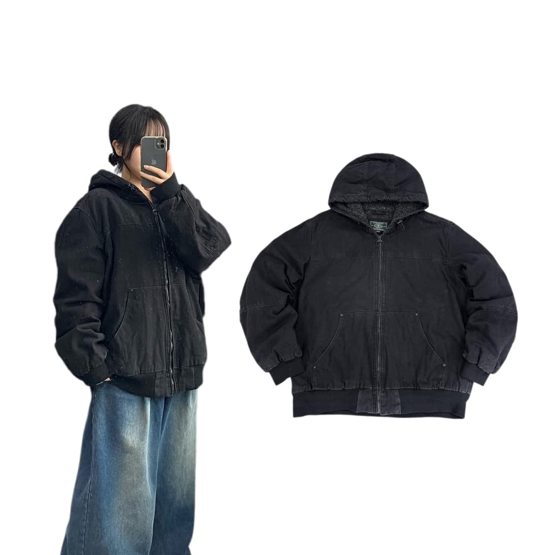 칼하트맛 빈티지 덕액티브 후드 워크자켓 블랙 상품이미지1