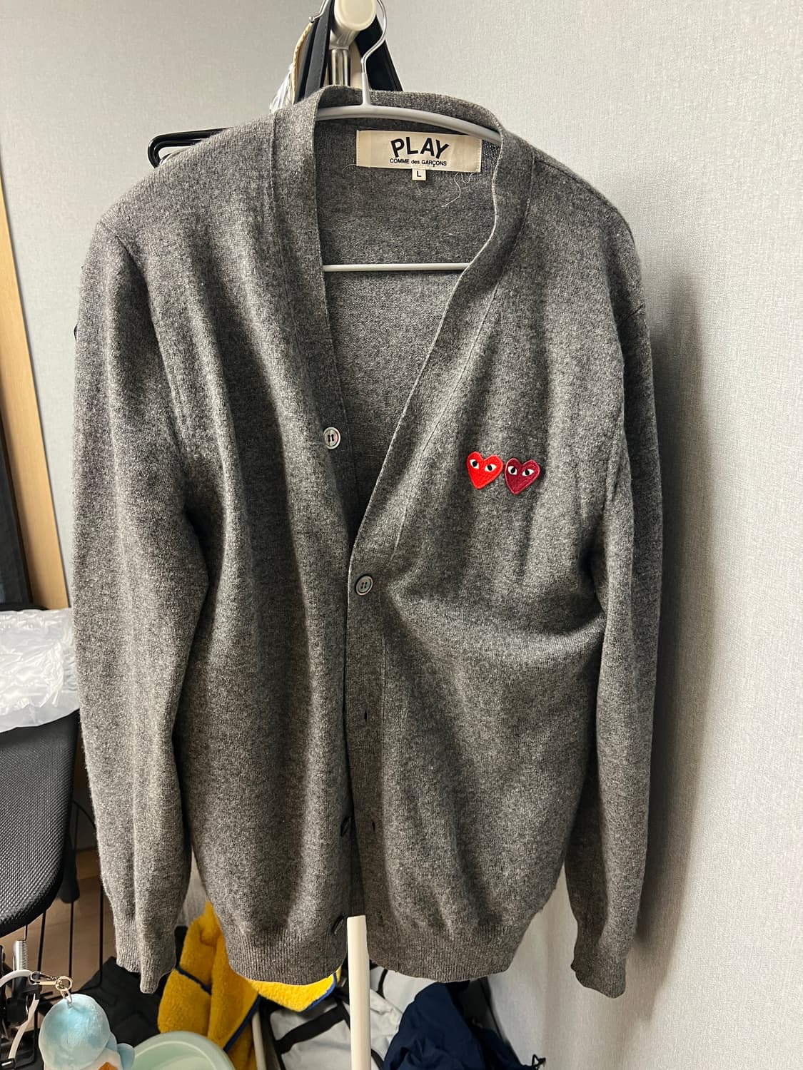 꼼데가르송 그레이 L사이즈 가디건  더블 와펜 상품이미지1
