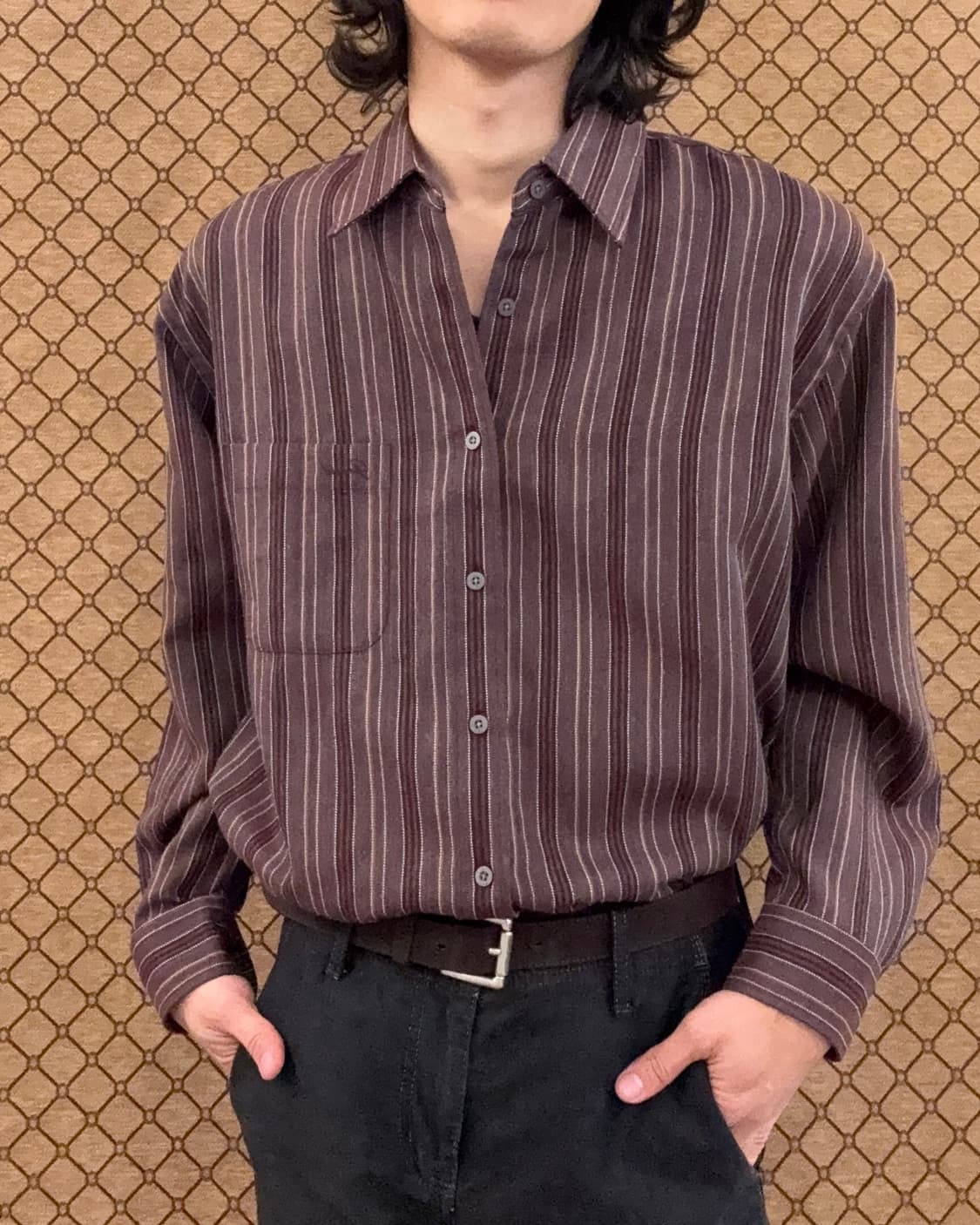 퍼플 빈티지 스트라이프 셔츠 상품이미지4