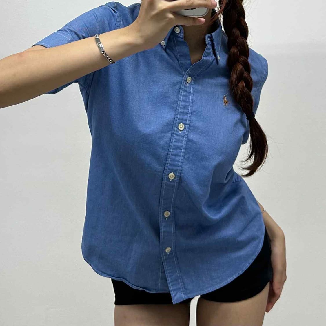 폴로 랄프로렌 청 반팔 셔츠(S) 상품이미지2