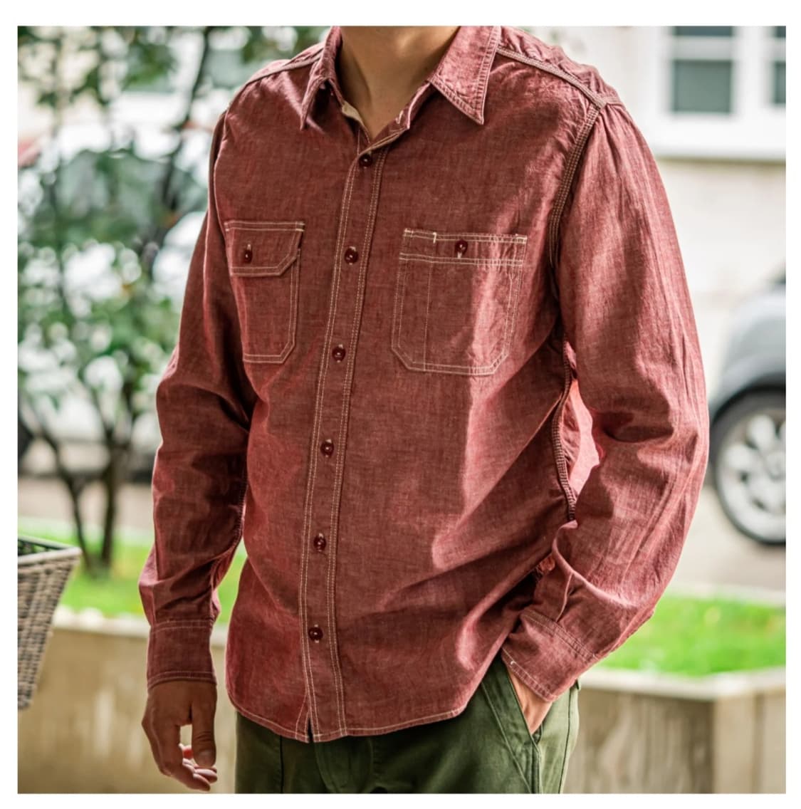 모모타로 진 샴브레이 셔츠 40 상품이미지1