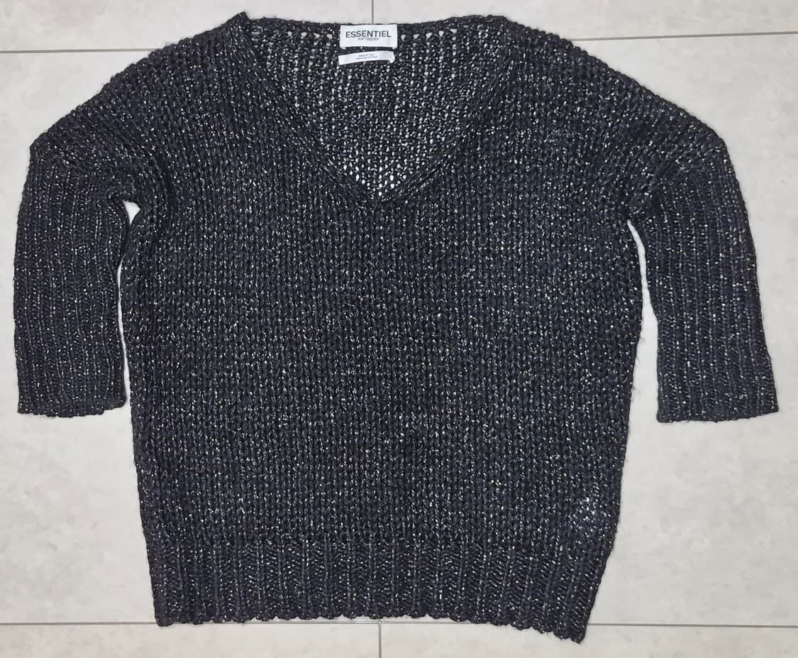 ESSENTIEL ANTWERP 블랙&골드메탈릭 오버핏 V-neck니트  상품이미지3