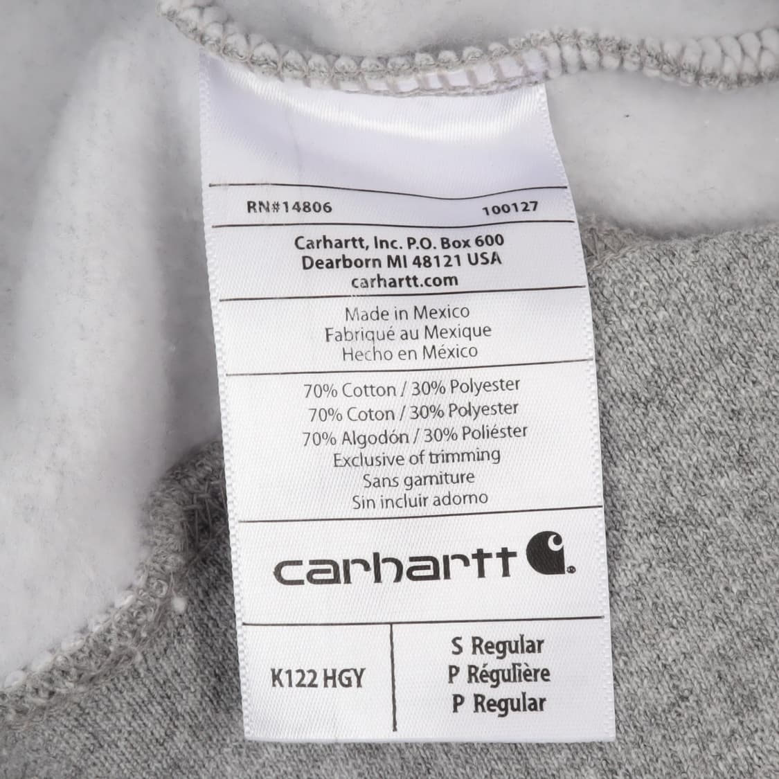 칼하트 k122 그레이 코튼 후드집업 상품이미지9