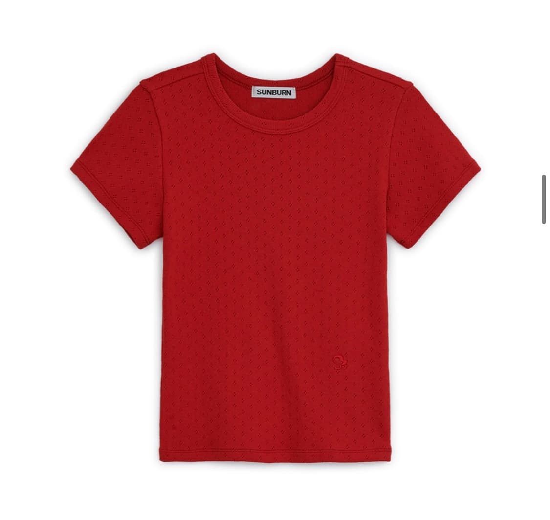 썬번프로젝트 베이직 티셔츠 레드 펀칭티 상품이미지1