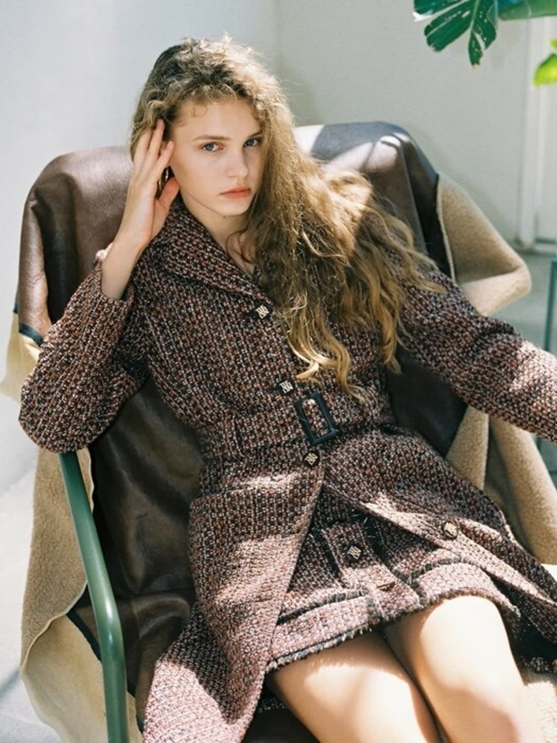 더애쉴린 파멜라 트위드 싱글 코트 와인 새상품 상품이미지1