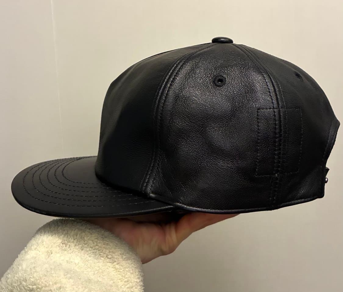(F)릭 오웬스 다크쉐도우 카프스킨 레더 볼캡 모자 블랙 상품이미지2