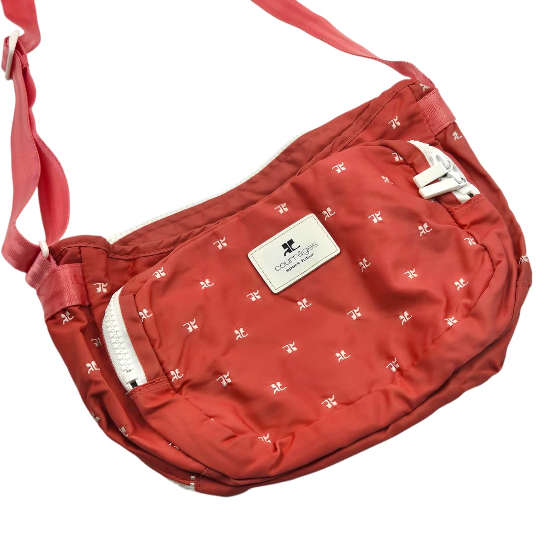 90s 프랑스 꾸레쥬 핑크 스포티 크로스&숄더백 상품이미지1